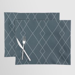 Fine diamond lines on petrol green, teal Placemat