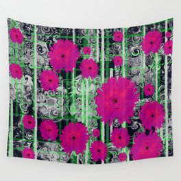 Raspberry Apple Floral Pinstripe Paisley  Wall Tapestry