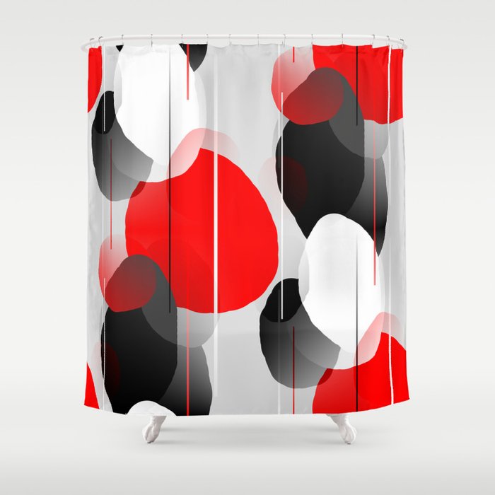 Black Shower Curtain Multitek, Red Black White And Gray Shower Curtain