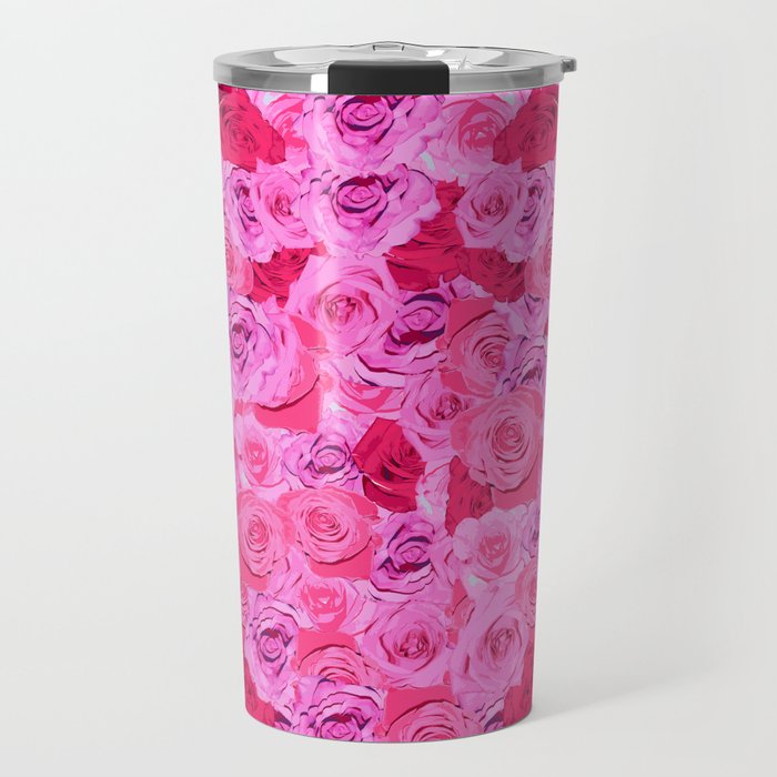 Floral Pink And Red Roses Tumblr Aesthetic Travel Mug By Littleshopofnola Society6
