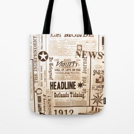 Vintage Newspaper Ads Black and White Typography Tote Bag