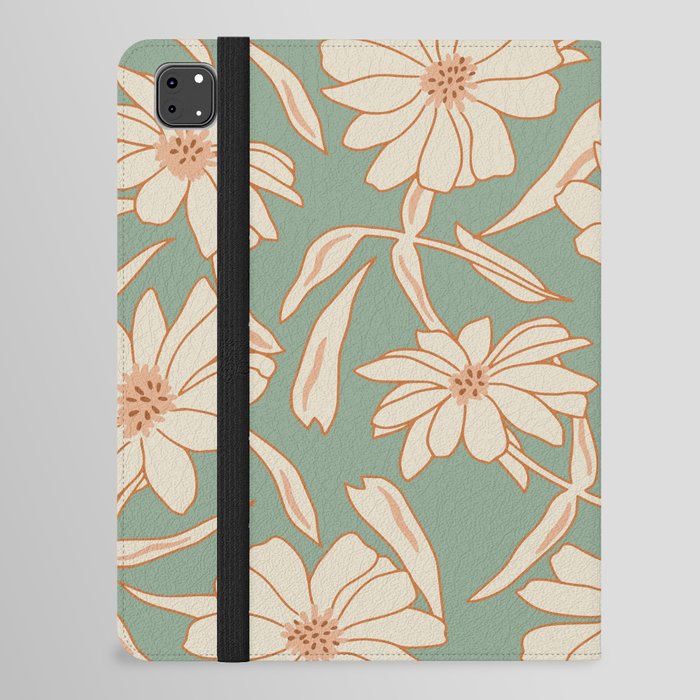 Charismatic Floral on Sage Green iPad Folio Case