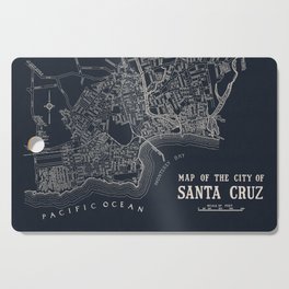 City of Santa Cruz Map Navy Blue Cutting Board
