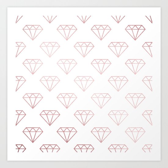 Simply Shimmer Diamonds in Rose Gold Sunset Art Print