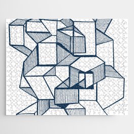 Abstract geometric blue city Jigsaw Puzzle