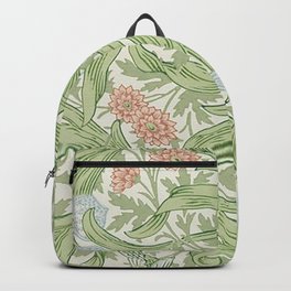 William Morris Green And Blue Iris Pattern Backpack
