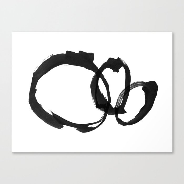Black And White Round Abstract Shapes Minimalist Ink Painting