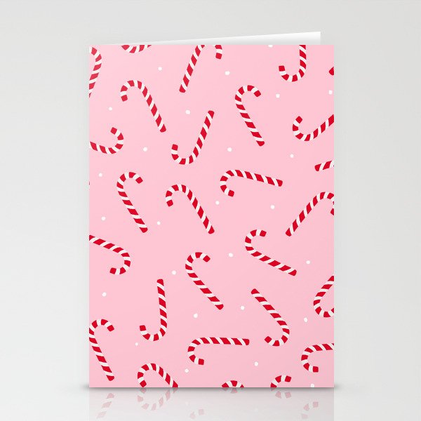 Christmas Candy Cane Pink Stationery Cards