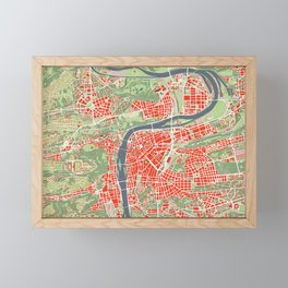 Prague map classic Framed Mini Art Print
