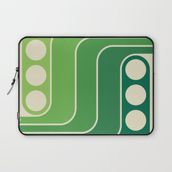 70s Retro Vintage Style Geometric Design 824 Scandi Avocado Green Laptop Sleeve