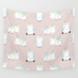 Pegacorn on Peach Lemonade background Wall Tapestry