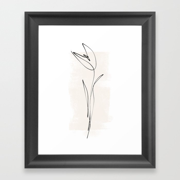 Abstract Tulip | Minimal One Line Drawing Framed Art Print