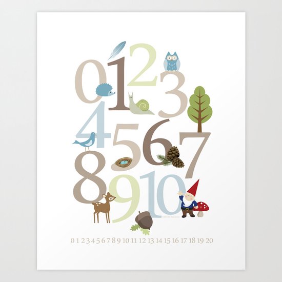 Woodland Numbers Art Print