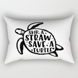 Skip A Straw Save A Turtle Rectangular Pillow