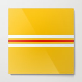 Classic Amanozako - Yellow White Red Vintage Style Retro Stripes Metal Print | Vintage, Cool, Red, Minimal, Pattern, Trendy, Streifen, Stripes, Summer, Classic 