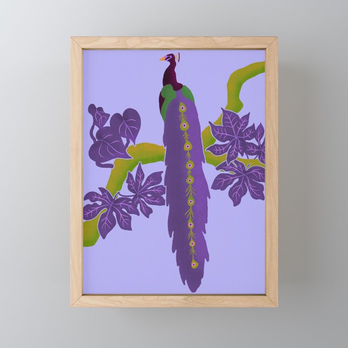 Purple Jungle Peacock Framed Mini Art Print