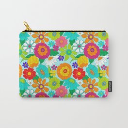 Retro Groovy Hippie Flowers Pattern Carry-All Pouch