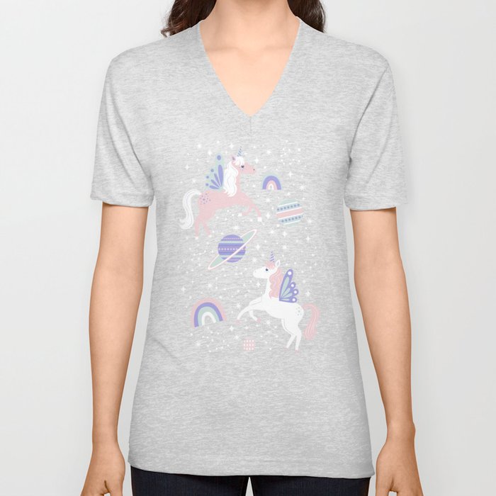 Candy Coated Space Unicorns V Neck T Shirt