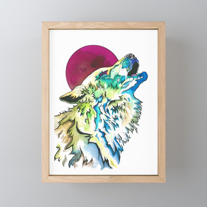 Full Wolf Moon Framed Mini Art Print