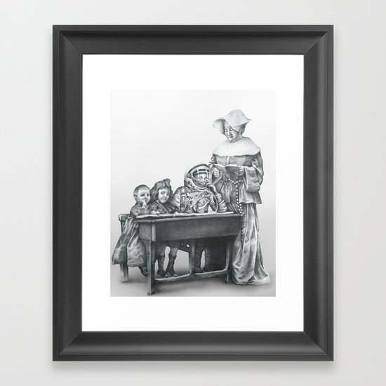 In which a cosmonaut is rendered quizzical Framed Art Print
