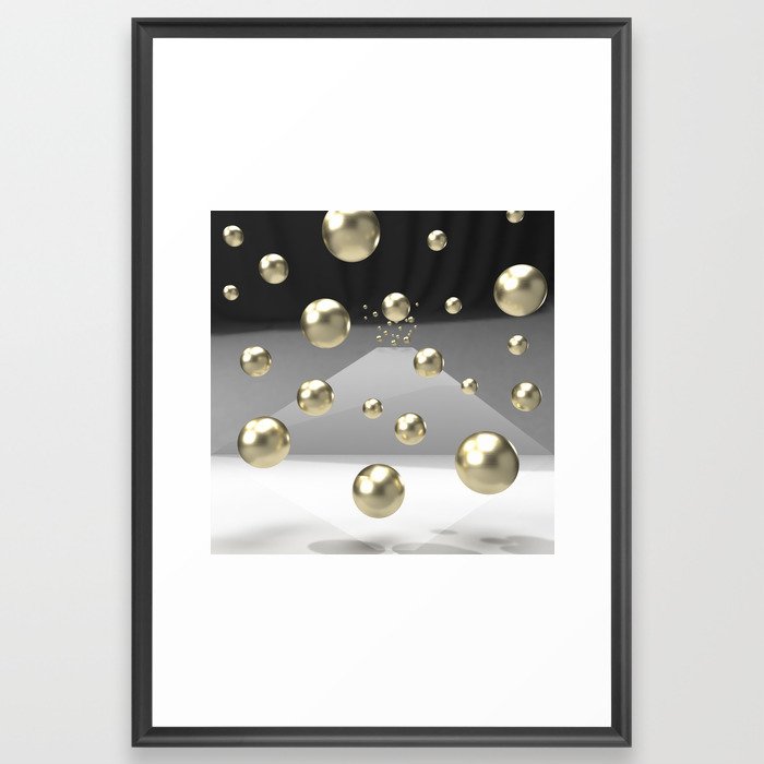 Abstract 3d balck and gold design Framed Art Print