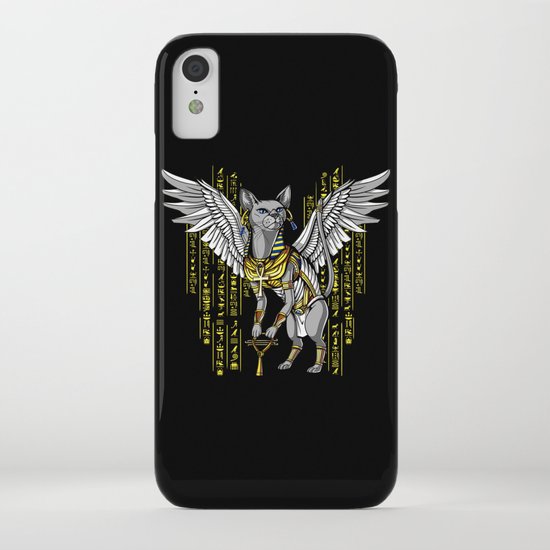 Bastet Egyptian Cat Goddess Hieroglyphs Ankh Iphone Case By