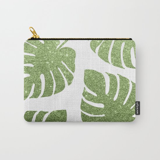 Glitter Monstera Leaves Carry-All Pouch