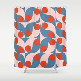 Modern abstract geometric seamless pattern with circles,rectangles and squares in retro scandinavian style. Pastel colored simple shapes graphic background. Abstract mosaic artwork.  Shower Curtain