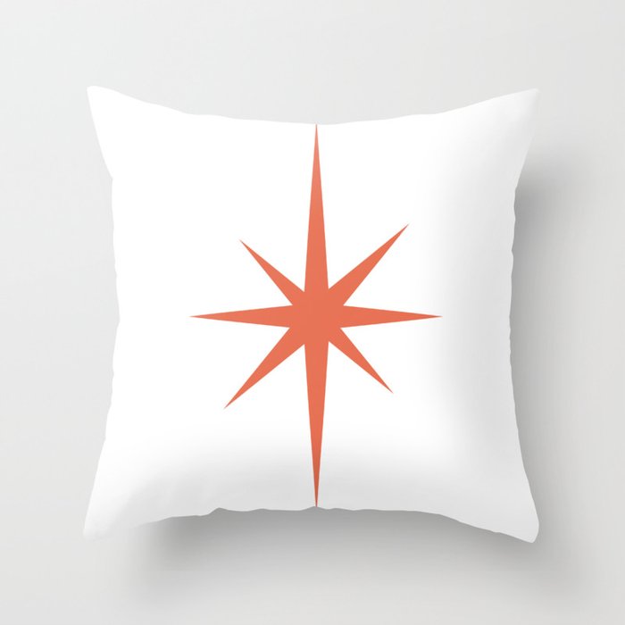 Orange Mid Century Starburst Throw Pillow