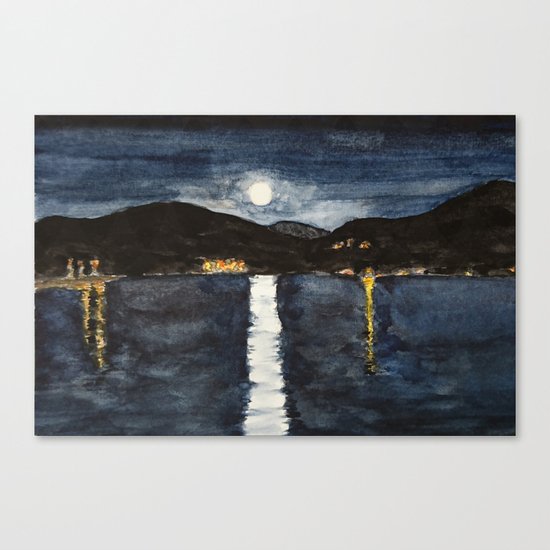 full moon by the sea Canvas Print