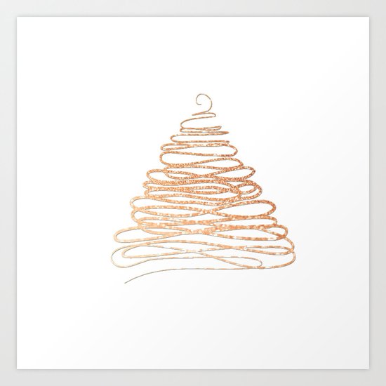 Merry Christmas pink Glitter Christmastree Art Print