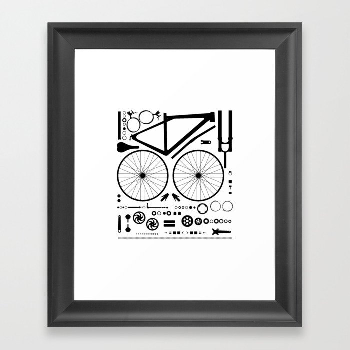 Bike Parts Exploded Framed Art Print