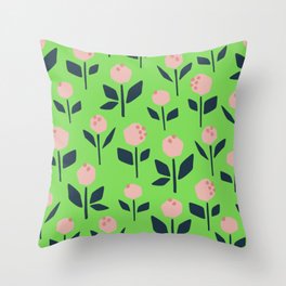 Flower in Green Throw Pillow