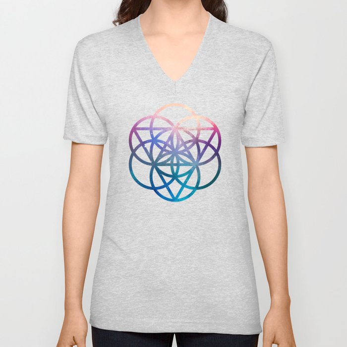 Sacred Geometry Universe V Neck T Shirt