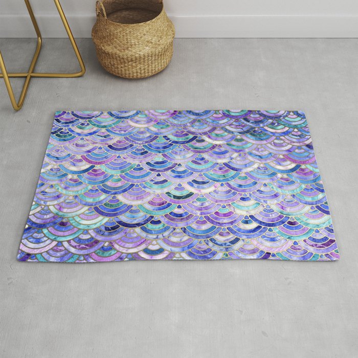 Marble Mosaic in Amethyst and Lapis Lazuli Rug