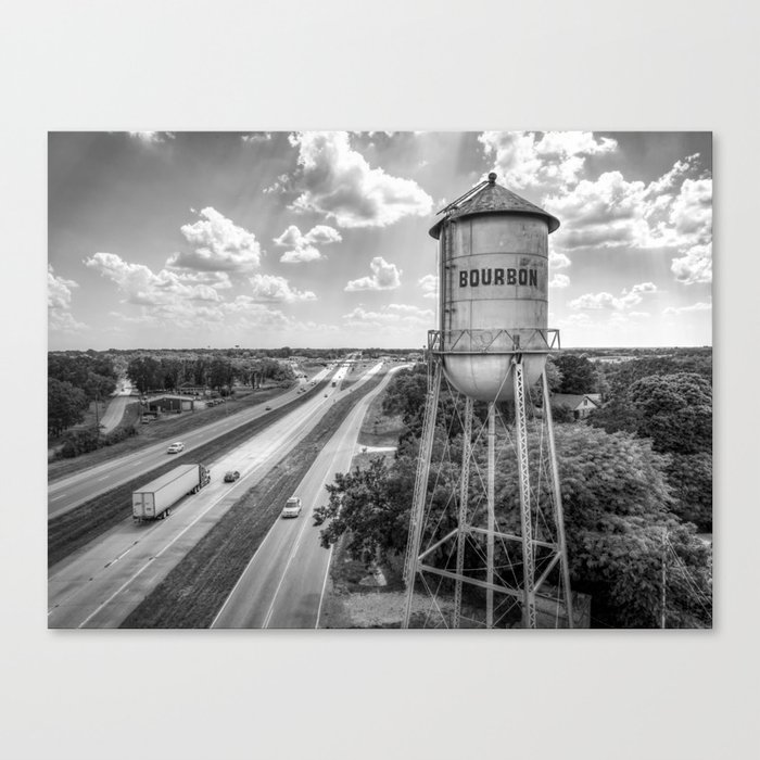 Roadside Bourbon Tower - Black And White Canvas Print