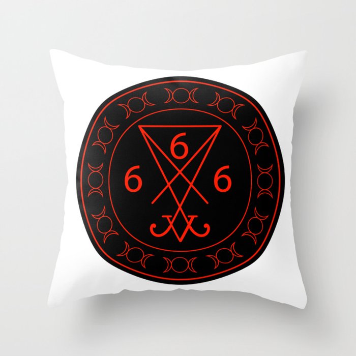 666- the number of the beast with the sigil of Lucifer symbol Throw Pillow