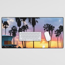 San Diego Sunset with Palm Trees Desk Mat