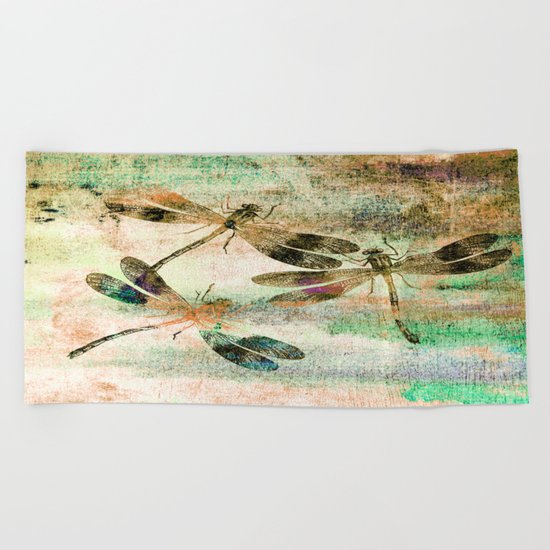 Mauritius Vintage Dragonflies QR Beach Towel