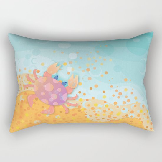 Cute Crab, Aqua Ocean, California Sunshine Rectangular Pillow