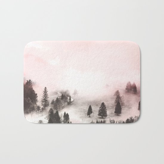 Black and white forest Bath Mat