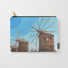 Three Brown Windmills On Hill Carry-All Pouch