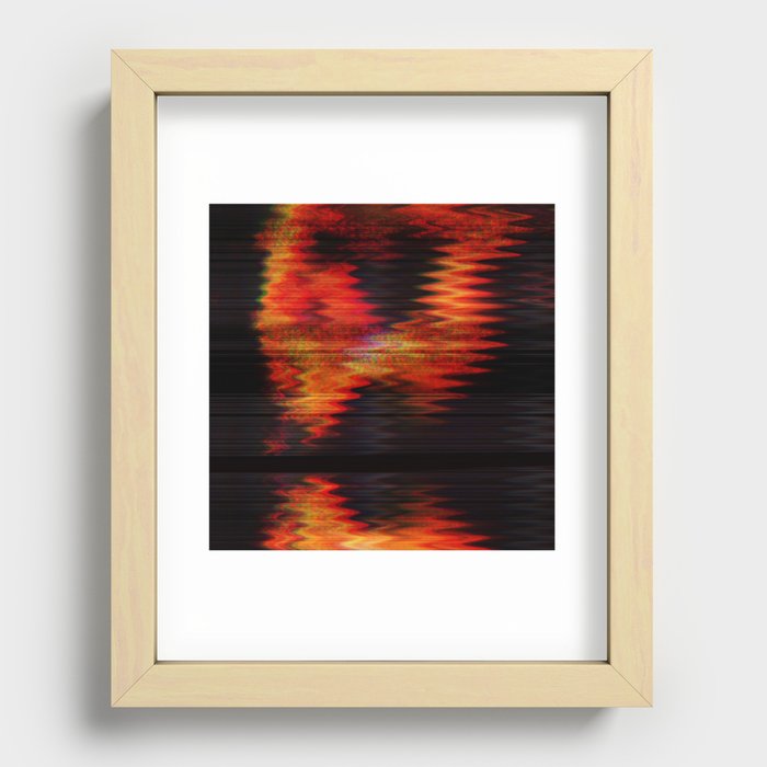 Digital fire red orange distortion effect Recessed Framed Print