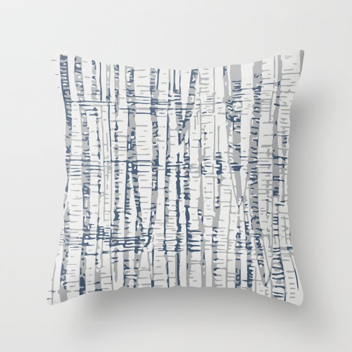 Abstract Woodland Landscape in Blue and Gray Throw Pillow