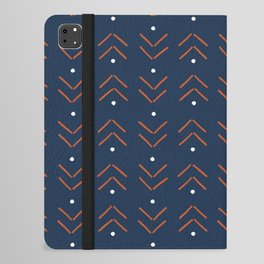 Arrow Geometric Pattern 13 in Navy Blue Orange iPad Folio Case