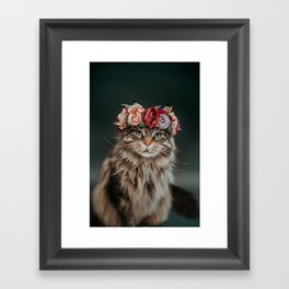 Cat in Flower Crown 2 Framed Art Print