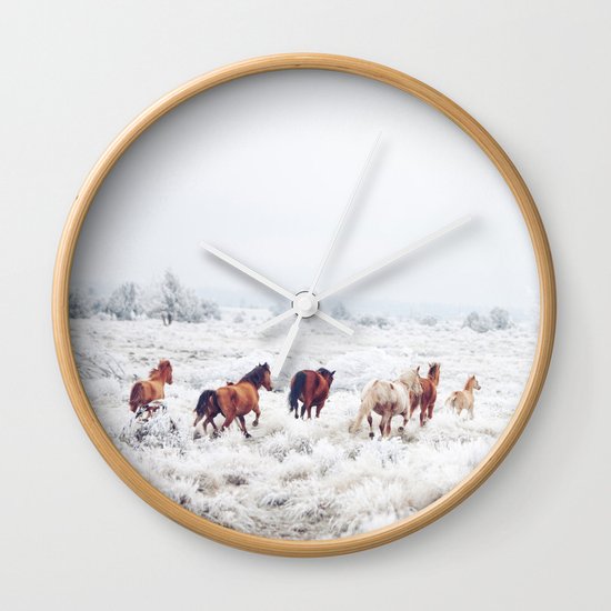 Winter Horses Wall Clock
