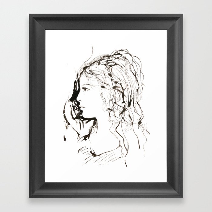 Perfect Nose Girl Artwork Design Draw Line Framed Art Print