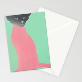 Hippy pink cat Stationery Card