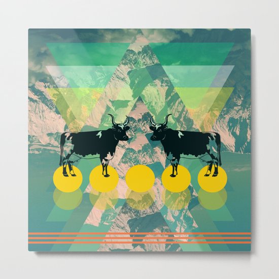 cows are dreaming of funky mountains Metal Print